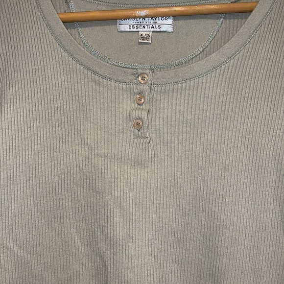 Vintage Sage Green Henley Tank - Picture 2 of 5